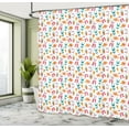 thumbnail image 4 of Ambesonne Beach Shower Curtain, Slippers Sunglasses Cherries, 69"Wx84"L, Pale Ruby Teal and Orange, 4 of 4