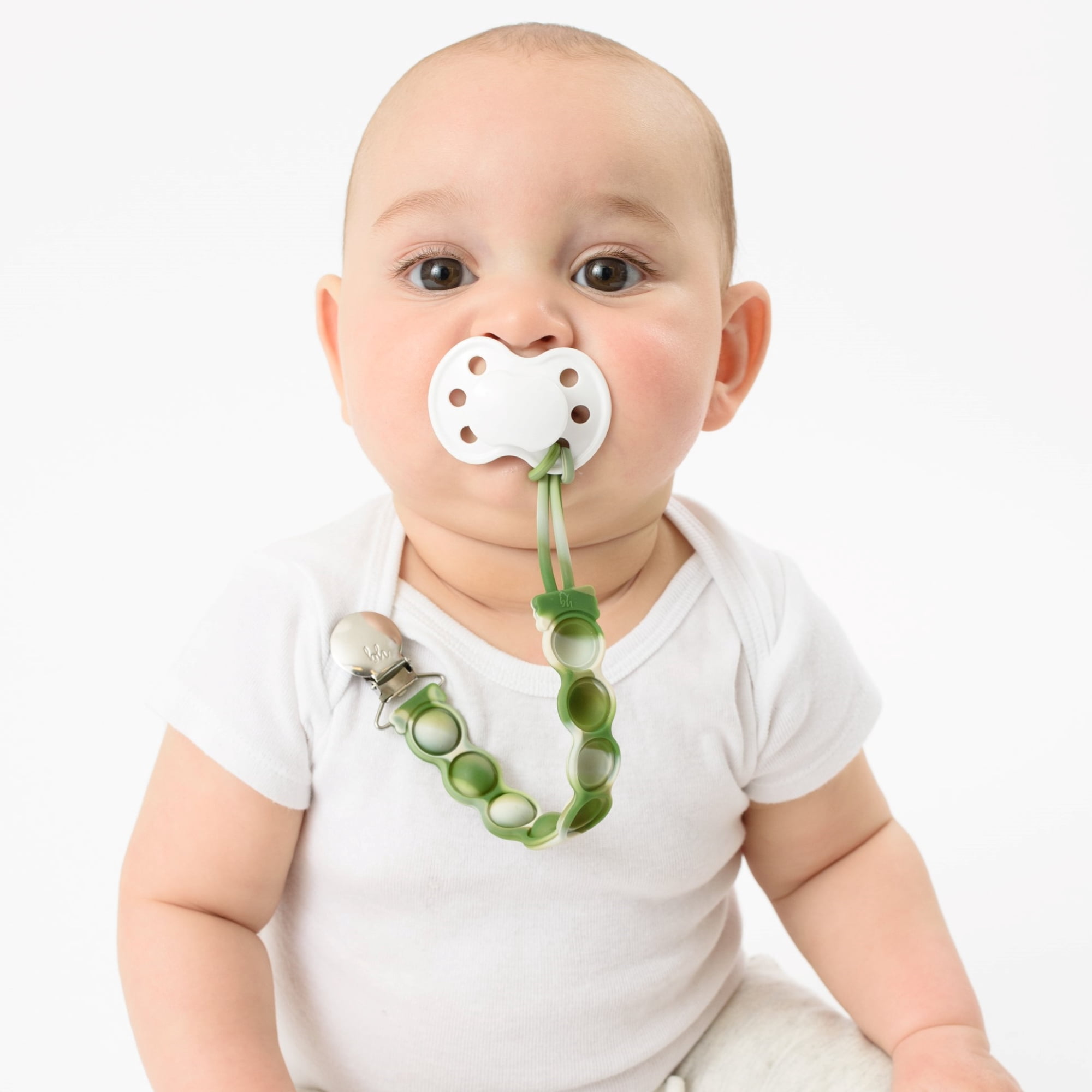 BooginHead PaciGrip Bubble Pop Sensory Stim Silicone Universal Pacifier Clip, Green Pop