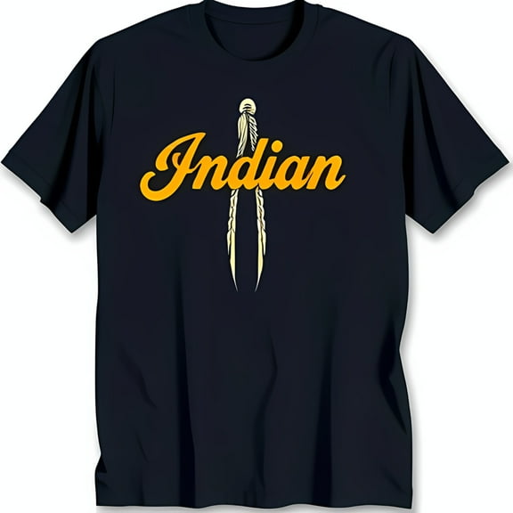 Bold Black T-Shirt with Striking Yellow 'Indian' & Unique Design