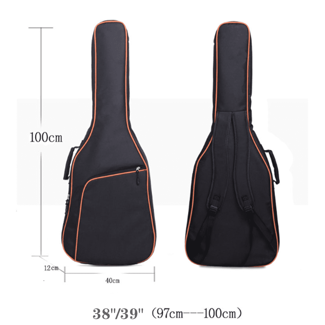 12mm Thick Padding Waterproof Dual Adjustable Shoulder Strap with Back Hanger Loop and Music Stand Pocket For Acoustic Classic Guitar