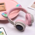 thumbnail image 3 of Wireless Bluetooth Kids Headphones, KimKen Cat Ears Bluetooth over Ear Headphones with Noise Cancelling Mic, Volume Control, LED Lights, Support FM Radio/TF Card, Fit for iPhone/iPad/Laptop/PC (Pink), 3 of 11
