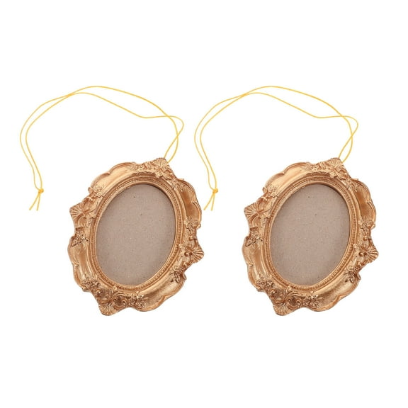 WRITWAA 2Pcs Mini Gold Frames Ornaments Rectangular Hanging Displaying Pictures For Homeowners