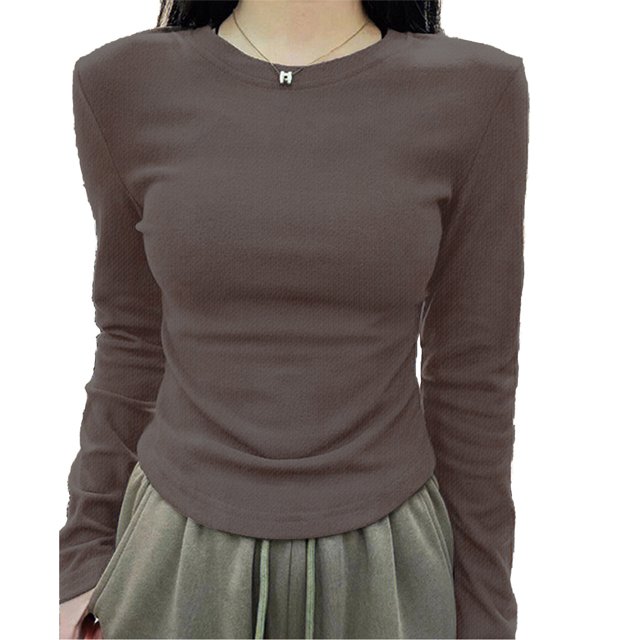 2024 Nouveau T-Shirt de Base en Velours Automne/hiver pour Femmes - Léger Thermique, Col Rond Grand, Adapté pour Intérieur/extérieur, Haute Élasticité