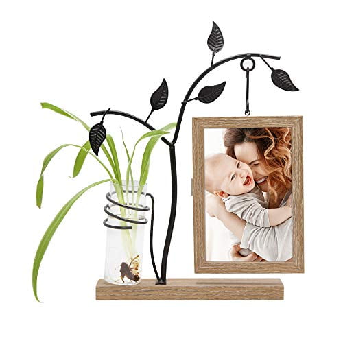 Afuly Unique Picture Frame 4x6 Wooden Desk Photo Frames with Metal Tree