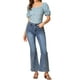 thumbnail image 2 of BLUSA FLORAL DE MUJER INSPIRE CHIC CON ESCOTE CUADRADO EN FORMA DE CORAZÓN Y MANGAS ABULLONADAS, TOP CASUAL AZUL XS, 2 of 7