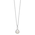 thumbnail image 3 of 925 Sterling Silver Rhod Plat 10 11mm White Freshwater Cultured Pearl Necklace 17 Inch Jewelry for Women, 3 of 7