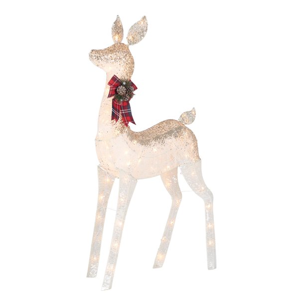 Holiday Time LightUp Glittering Doe Outdoor Christmas Décor Walmart