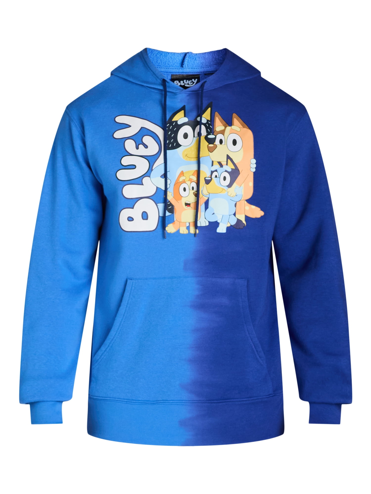 Bluey Men's & Big Men's Dip Dye Graphic Hoodie Sweatshirt, Sizes XS-3XL