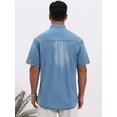 thumbnail image 3 of DARING DIVA Men's Denim Chest Pockets Western Retro Short Sleeve Shirts M Light Blue, 3 of 7