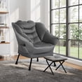 thumbnail image 5 of HOMCOM Lazy Chair and Ottoman with Side Pockets, Accent Chair, Gray, 5 of 8
