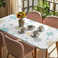 thumbnail image 3 of Christmas Snowflakes Table Cloths for 6 Foot Rectangle Tables, Winter Xmas Snow Yellow Teal Blue Patio Waterproof Elastic Fitted Tablecloths, Washable Rectangular Table Cover for Camping, 3 of 8