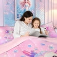 thumbnail image 4 of meiyoeat Kawaii Axolotl Letter Twin Comforter Sets for Boys Girls, Galaxy Animal Bedding Set, Pink Purple, Pink Reversible, 2 Pieces, 1 Comforter and 1 Pillowcase, 4 of 6
