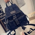 thumbnail image 1 of Women Fashion Washed Retro Student School Bag Denim Backpack, 1 of 7