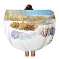 thumbnail image 1 of JSDART 60 inch Round Beach Towel Blanket Watercolor Tree Winter Landscape Beige Abstract Branches Bush Contemporary Travel Circle Circular Towels Mat Tapestry Beach Throw, 1 of 2