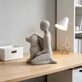 thumbnail image 6 of Cheapark 96、Animal Resin Statue Human and Dog Tabletop Sculpture Art Craft for Office Living Room Rustic Home Ornament Display, 6 of 8
