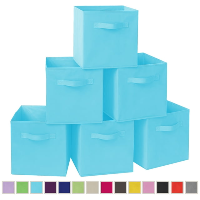 YOYTOO 6 Pack Collapsible Fabric Cube Storage Bins, 11" Collapsible Cube Organizer Baskets Bins