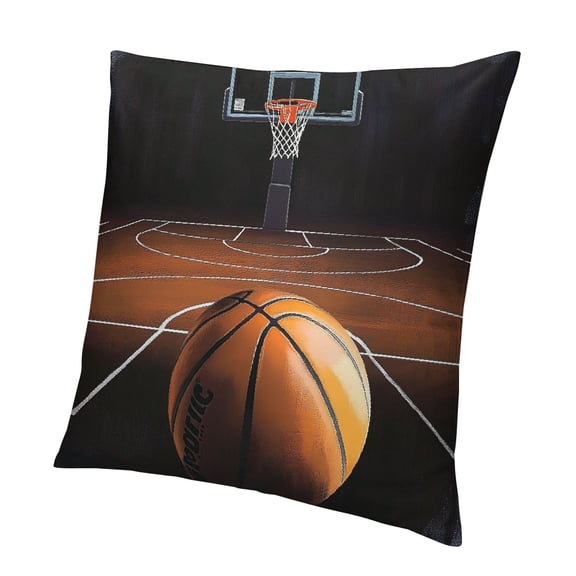Autua Basketball pillowcase Basketball court cushion cover Children's 3D spherical pattern Game sports decoration pillowcase Sports-themed outdoor pillowcase 12x12in