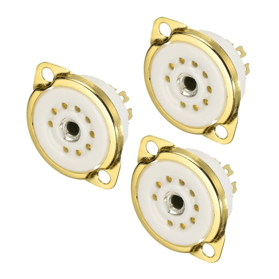 9pin PCB Tube Socket Ceramics, Vacuum Tube Protect Tube Socket White for 12AX7, 12AU7 Tube Pack of 3,GZC9-F-G