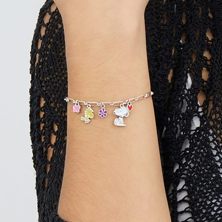 Peanuts Women's Silver Plated Adjustable Lariat Charm Peanuts Women's Silver Plated Adjustable Lariat Charm