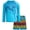 Aqua Palm Tree, variant on Big Chill Boys Swim Set - Boys Rash Guard Swim Set - UPF 50+ Rash Guard Long Sleeve Swim Shirt Board Short Swim Trunks (5-14)