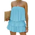 thumbnail image 2 of Smocked Jumpsuit Strapless Women Off The Shoulder Romper Flowy Strapless Playsuits, 2 of 4