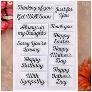 KWELLAM Words Just for you Happy Easter Mother's Day Father's Day Get Well Soon Happy Birthday With Sympathy Clear Stamps for Card Making Decoration and DIY Scrapbooking