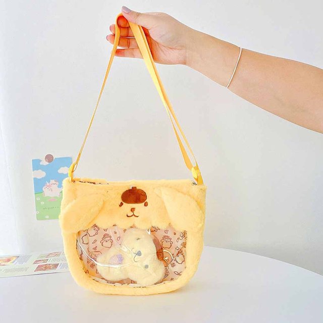Bolsa de mensajero de felpa Kawaii Lolita Sanrio, Kuromi My Melody Cinnamoroll Purin, bolsas de gelatina transparentes, regalos de cumpleaños para niños y niñas