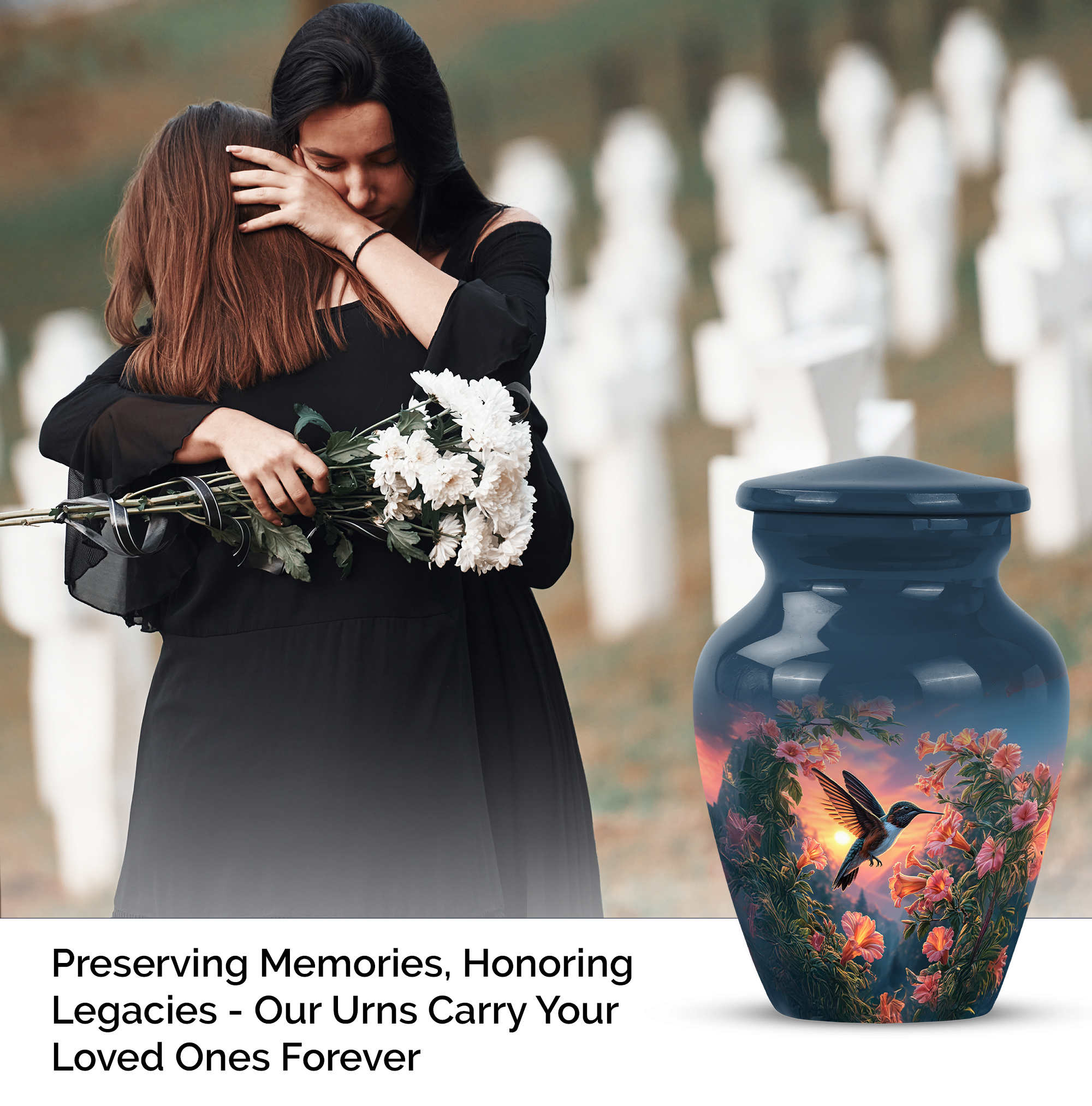 MUKTIVE Humming Bird Cremation Urn for Human Ashes Adult - keepsake Memorial Urns for Mom & Dad - Human Remains Blue Urn for Men & Women - Decorative Flower Urns for Burial - 3 Inch
