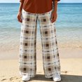 thumbnail image 4 of Maplenight Plaid Wide Leg Pants for Women Elastic Waist Long Trousers with Pockets Loose Casual Lounge Pants, 4 of 5