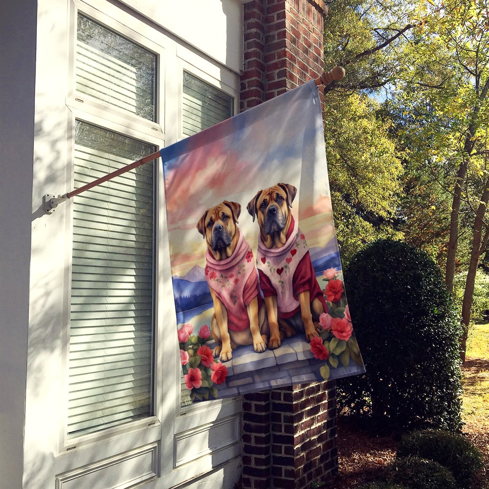 Mastiff Two Hearts House Flag 28 in x 40 in