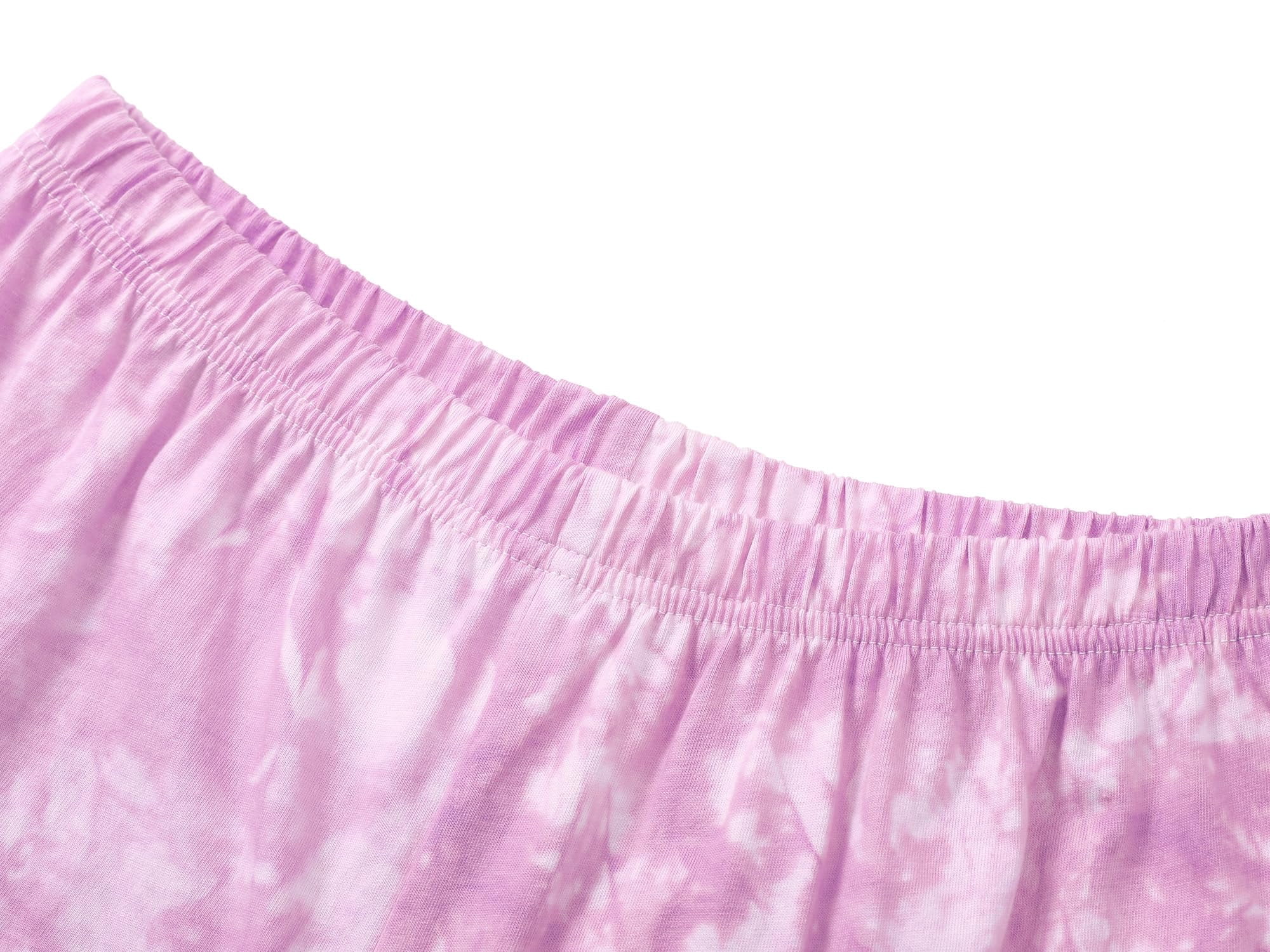 Beezizac Girls Pajama Cotton Tie Dye Purple Astronaut Panda Lont Sleeve Set 2-Piece Cute PJ Kid Size 18