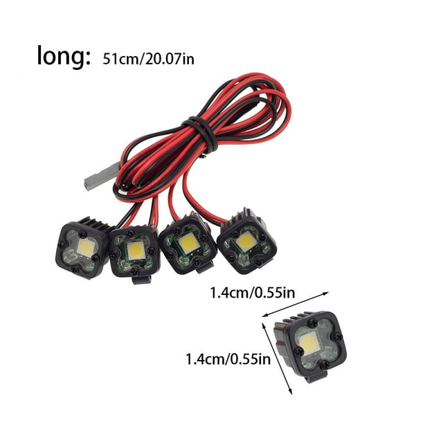 Lampe Pare-Chocs en Plastique Projecteur Léger Projecteur LED avec Support 1/10 Trx-4 SCX10 90046 Remplacement Type 1
