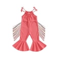 thumbnail image 1 of Coduop Toddler Kids Girls Jumpsuits Colorful Tassel Sleeveless Tie-Up Romper Flare Pants Playsuits, 1 of 7