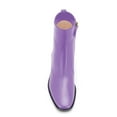 thumbnail image 3 of YDN Women Square Closed Toe Ankle Boots Chain Hollowed Chunky Low Heels Side Zipper Short Booties Ladies Winter Dress Shoes Size 14 Purple, 3 of 4