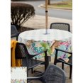 thumbnail image 6 of Square Outdoor Tablecloth with Umbrella Hole Vintage Easter Outside Table Cloth Waterproof Patio Table Cover Colorful Floral Eggs Bunny Blue Plaid Rustic Zipper Tablecloths for Picnic 54x54 Inch, 6 of 8