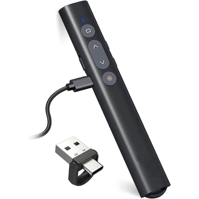 Usb/Type-C 2 In 1 Rechargeable Powerpoint Remote Pointer Presentation(140*22*12Mm), Ppt Zapette Powerpoint Wireless Presenter Wireless for Mac Ipad Computer Laptop