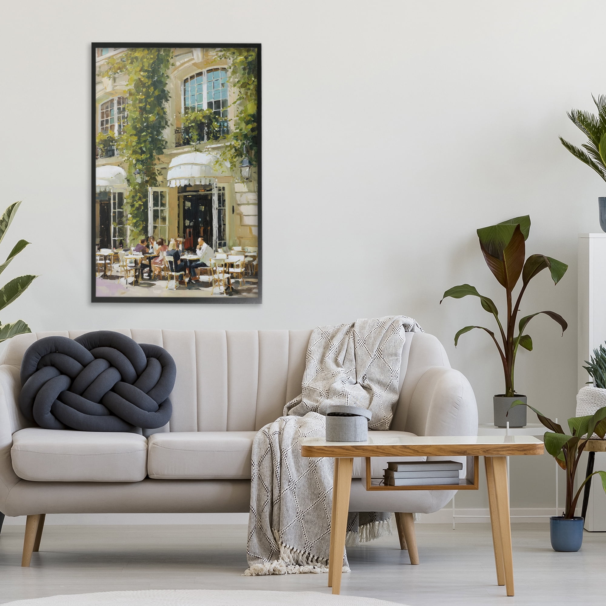 Stupell Industries Cafe Terrace with Ivy Black Framed Giclee Art, design by Petal Prints Design