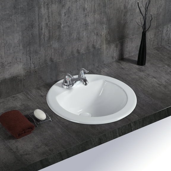A&E Bath Haley Drop-in Ceramic Basin Sink, Glossy White