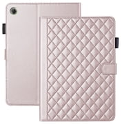 for Lenovo Tab One 8.7 inch/Tab K9 2025 TB-305FU Case, Rhombus Pattern Multiple Viewing Angles Stand Slim Folio Cover (Rose Gold)