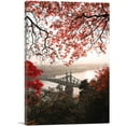 thumbnail image 1 of ARTCANVAS Liberty Bridge through Red Autumn Leaves Budapest Hungary Canvas Art Print - Size: 18" x 12" (0.75" Deep), 1 of 9