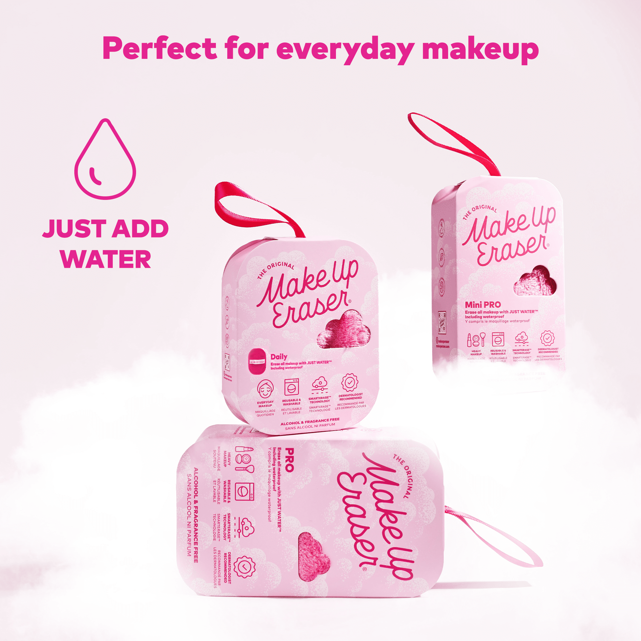 (3 pack) The Original MakeUp Eraser, Pink Daily Makeup Eraser Reusable Cloths