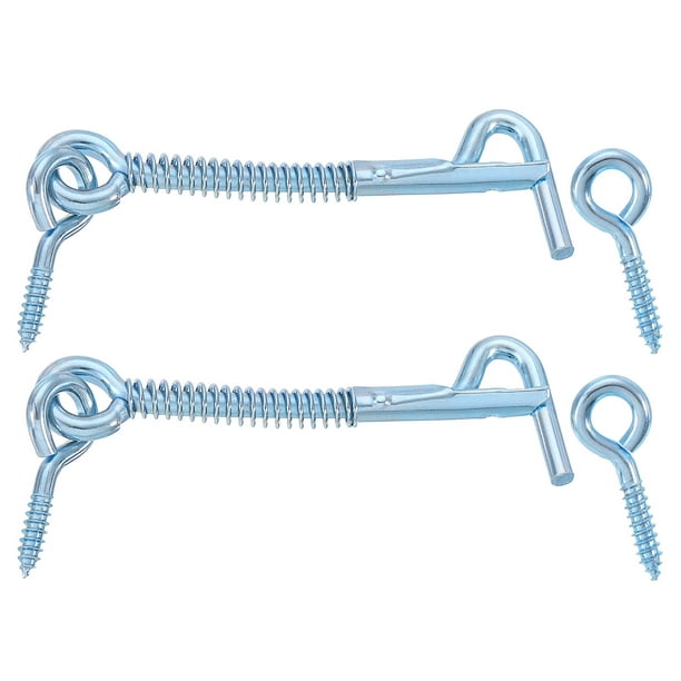 Uxcell 2 Paquete de Gancho de Seguridad y Tornillo de Ojo de 3" Gancho de Puerta de Hierro y Tornillo de Ojo con Candado de Resorte para Puerta de Granja Familiar