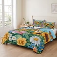 thumbnail image 2 of Twin XL Quilt Set 68''x98'', Yellow Sunflower Lightweight Bedspread Coverlet Set with 2 Pillow Shams, Wildflower Daisy Country Farm Pastoral Breathable All Season Quilt Bedding for Dorm/Guest Room, 2 of 9
