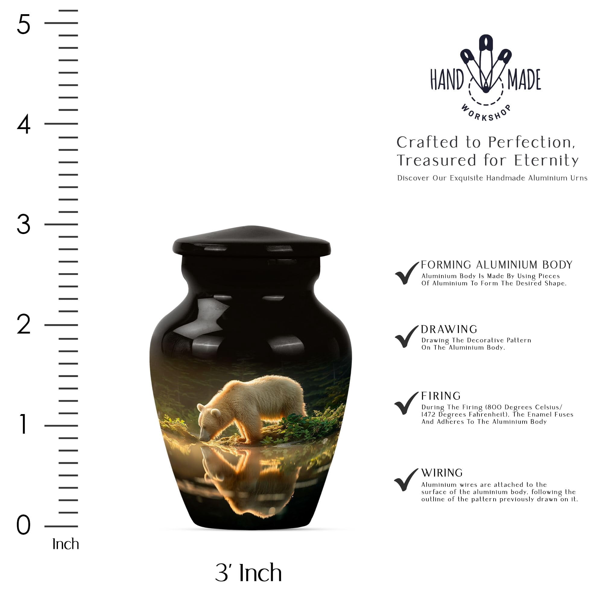 SUBSH Bear Urn - Small Urns for Human Ashes - Urn for Dad - Urns for Ashes Adult Male - Urn for Ashes for Women - Burial Urns for Adult Human Ashes (3 inch Pack of 2)
