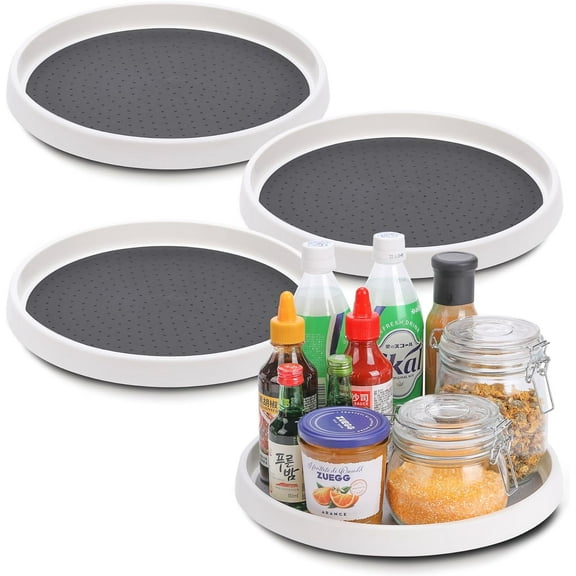 DIY. STORE 4 Pcs 12 Inch Non-Skid Lazy Susan Organizers,Turntable Rack for Cabinet, Pantry Organization and Storage, Kitchen, Fridge, Bathroom Makeup Vanity Countertop, Spice Rack