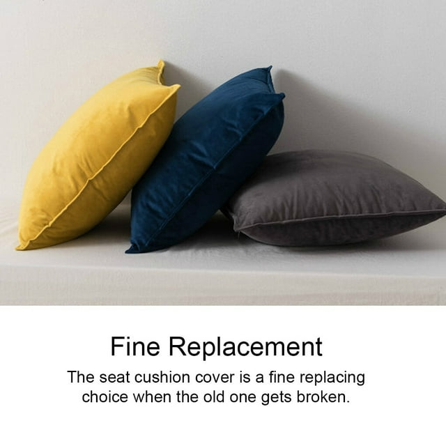 Seat Cushion Cover Solid Color Velvet Replacement Soft Decorative Reusable Zipper Sofa Pillow Case Accessories Orange 45x45cm