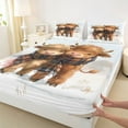 thumbnail image 3 of Feelyou Little Highland Bull Queen Sheet Sets, Kawaii Rustic Cow Flat Sheet, Cartoon Farm Animal Queen Fitted Sheet, Microfiber Bedroom Decor, 4pcs, 3 of 7