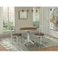 thumbnail image 3 of International Concepts 36" Round Solid Wood Pedestal Dining Table with 2 Madrid Ladder Back Chairs in Distressed Hickory/Stone, 3 of 7