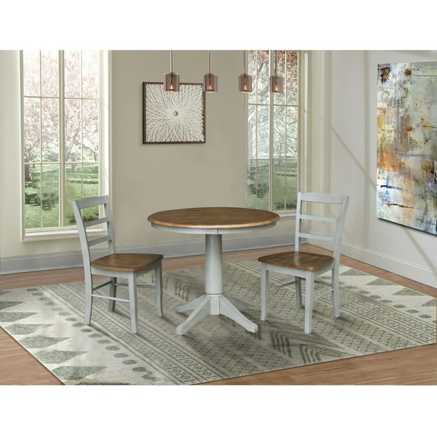 International Concepts 36 Round Top Pedestal Dining Table With 2 Madrid Ladder Back Chairs 3 Piece Set Com Pedestal Dining Table, 36 Round Glass Dining Table And Chairs