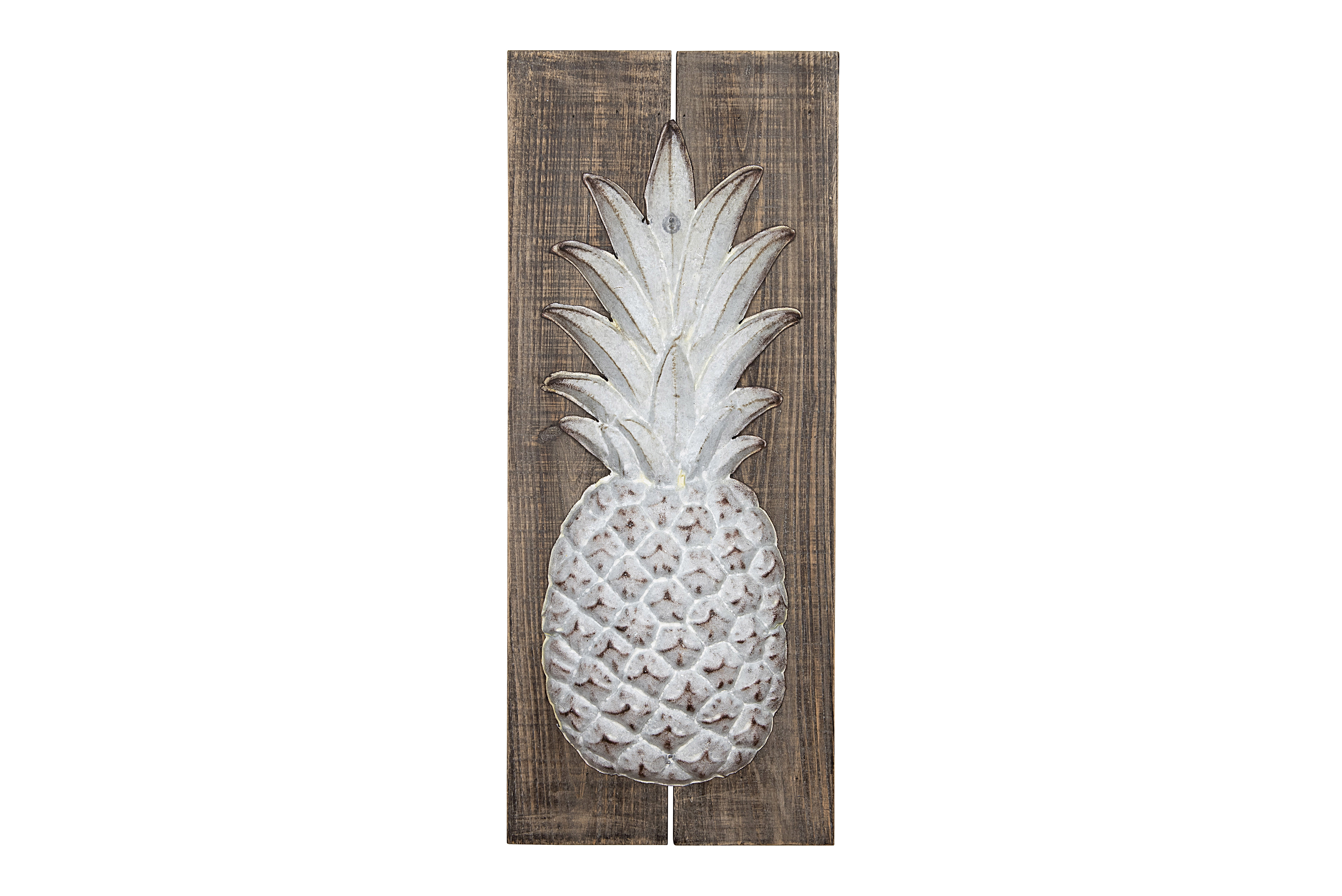 Wood & Embossed Metal Pineapple Wall Décor
